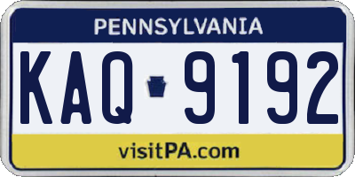 PA license plate KAQ9192