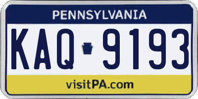 PA license plate KAQ9193