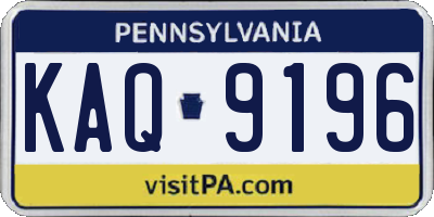 PA license plate KAQ9196