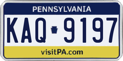 PA license plate KAQ9197