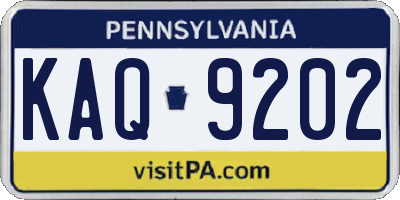 PA license plate KAQ9202