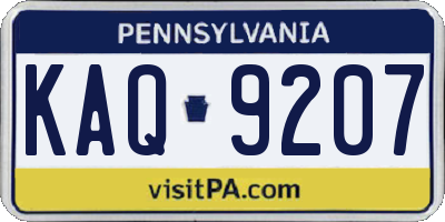 PA license plate KAQ9207