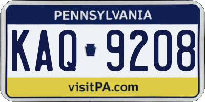 PA license plate KAQ9208