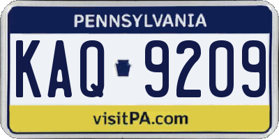 PA license plate KAQ9209