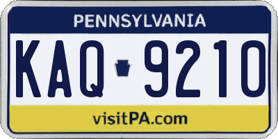 PA license plate KAQ9210