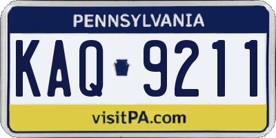 PA license plate KAQ9211