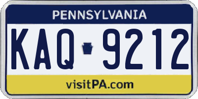 PA license plate KAQ9212