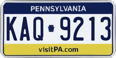 PA license plate KAQ9213