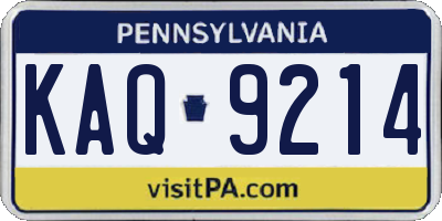 PA license plate KAQ9214