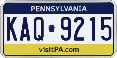 PA license plate KAQ9215