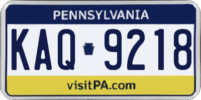 PA license plate KAQ9218