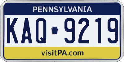 PA license plate KAQ9219