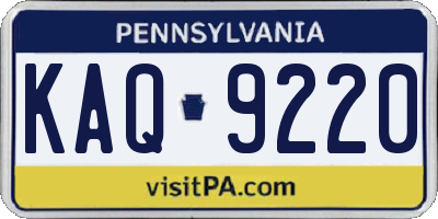 PA license plate KAQ9220