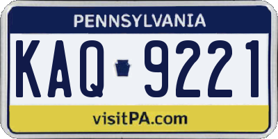 PA license plate KAQ9221