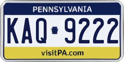 PA license plate KAQ9222