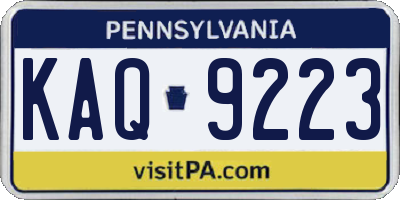PA license plate KAQ9223