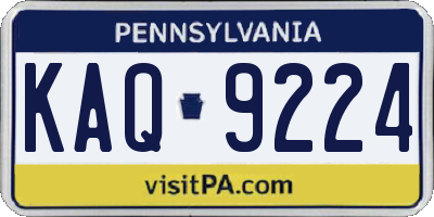 PA license plate KAQ9224