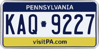 PA license plate KAQ9227