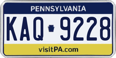 PA license plate KAQ9228