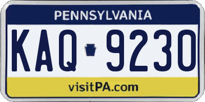PA license plate KAQ9230