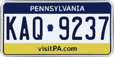 PA license plate KAQ9237