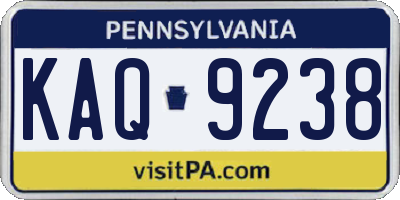 PA license plate KAQ9238