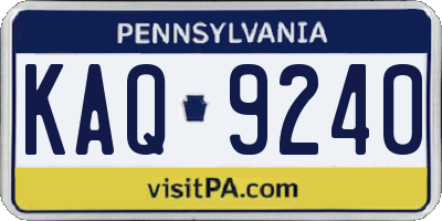 PA license plate KAQ9240