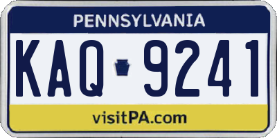 PA license plate KAQ9241