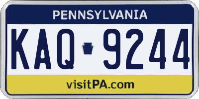 PA license plate KAQ9244