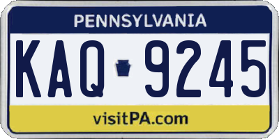 PA license plate KAQ9245