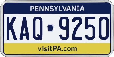 PA license plate KAQ9250