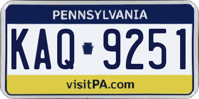 PA license plate KAQ9251