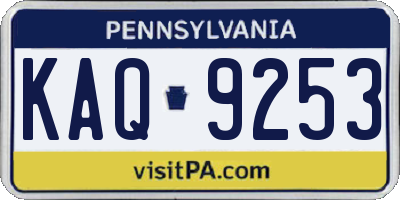 PA license plate KAQ9253