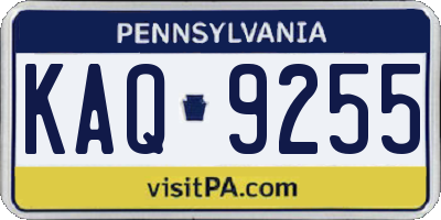 PA license plate KAQ9255