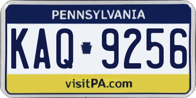 PA license plate KAQ9256