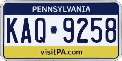 PA license plate KAQ9258