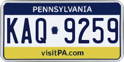 PA license plate KAQ9259