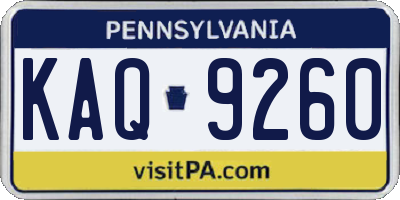 PA license plate KAQ9260