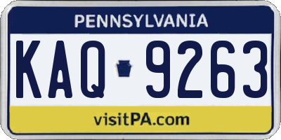 PA license plate KAQ9263