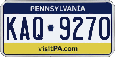 PA license plate KAQ9270