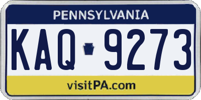 PA license plate KAQ9273