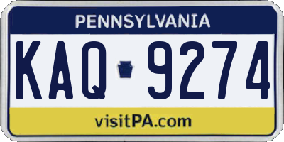 PA license plate KAQ9274