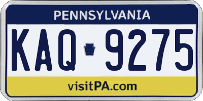 PA license plate KAQ9275