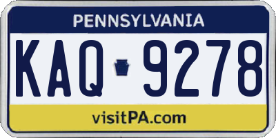 PA license plate KAQ9278