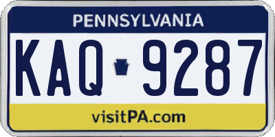 PA license plate KAQ9287
