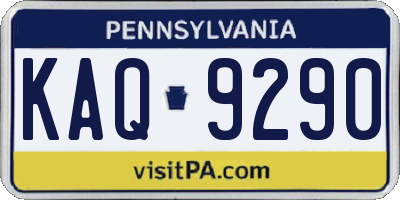PA license plate KAQ9290