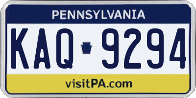 PA license plate KAQ9294