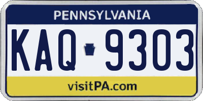 PA license plate KAQ9303