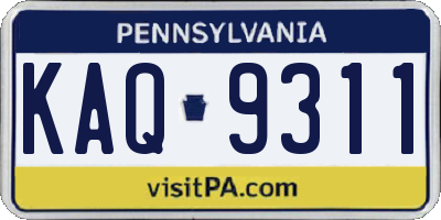 PA license plate KAQ9311