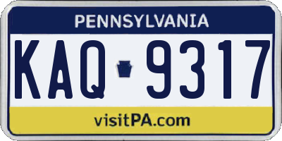 PA license plate KAQ9317